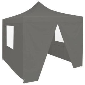 foldbart festtelt pop-up med 4 sidevægge 3 x 3 m antracitgrå