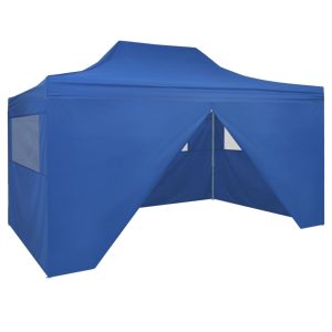 foldbart telt pop-up med 4 sidevægge 3 x 4,5 m blå