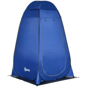 Pop-up brusetelt toilettelt camping pusletelt med bæretaske mobilt udendørstoilet puslerum opbevaringstelt mørkeblå 126 x 124 x 189 cm