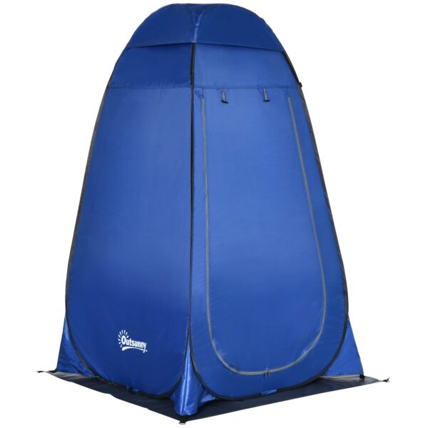 Pop-up brusetelt toilettelt camping pusletelt med bæretaske mobilt udendørstoilet puslerum opbevaringstelt mørkeblå 126 x 124 x 189 cm